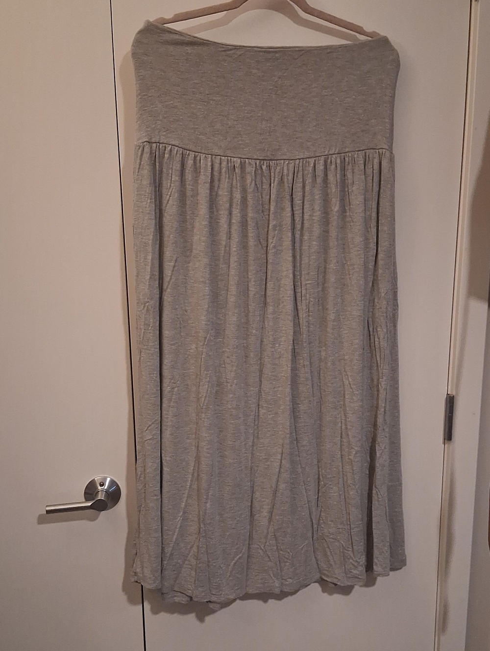 Women's Light Gray Maxi Skirt with Gathered Waist